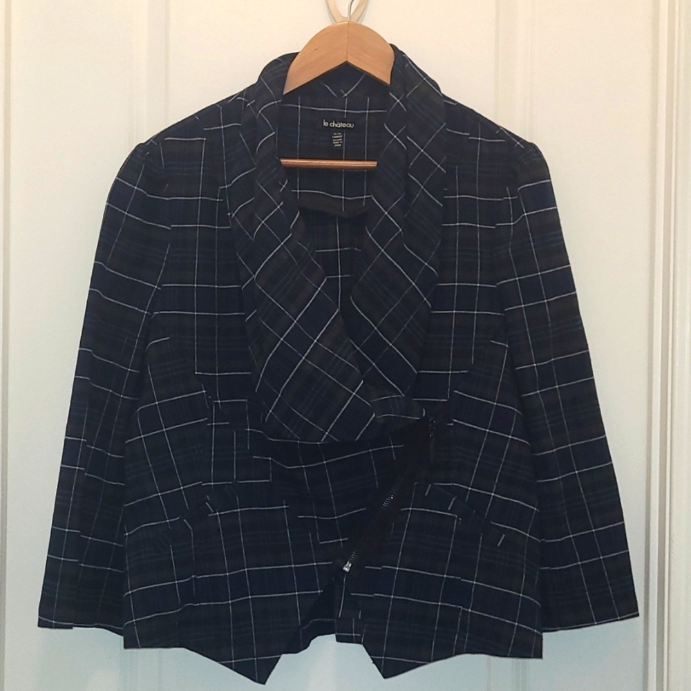 Le Chateau Blue Plaid Blazer